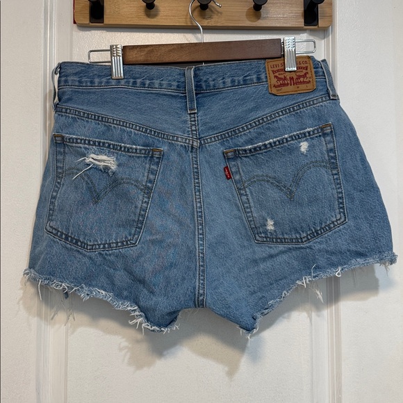 Levi's 501 Distressed Jean Shorts - Picture 2 of 4